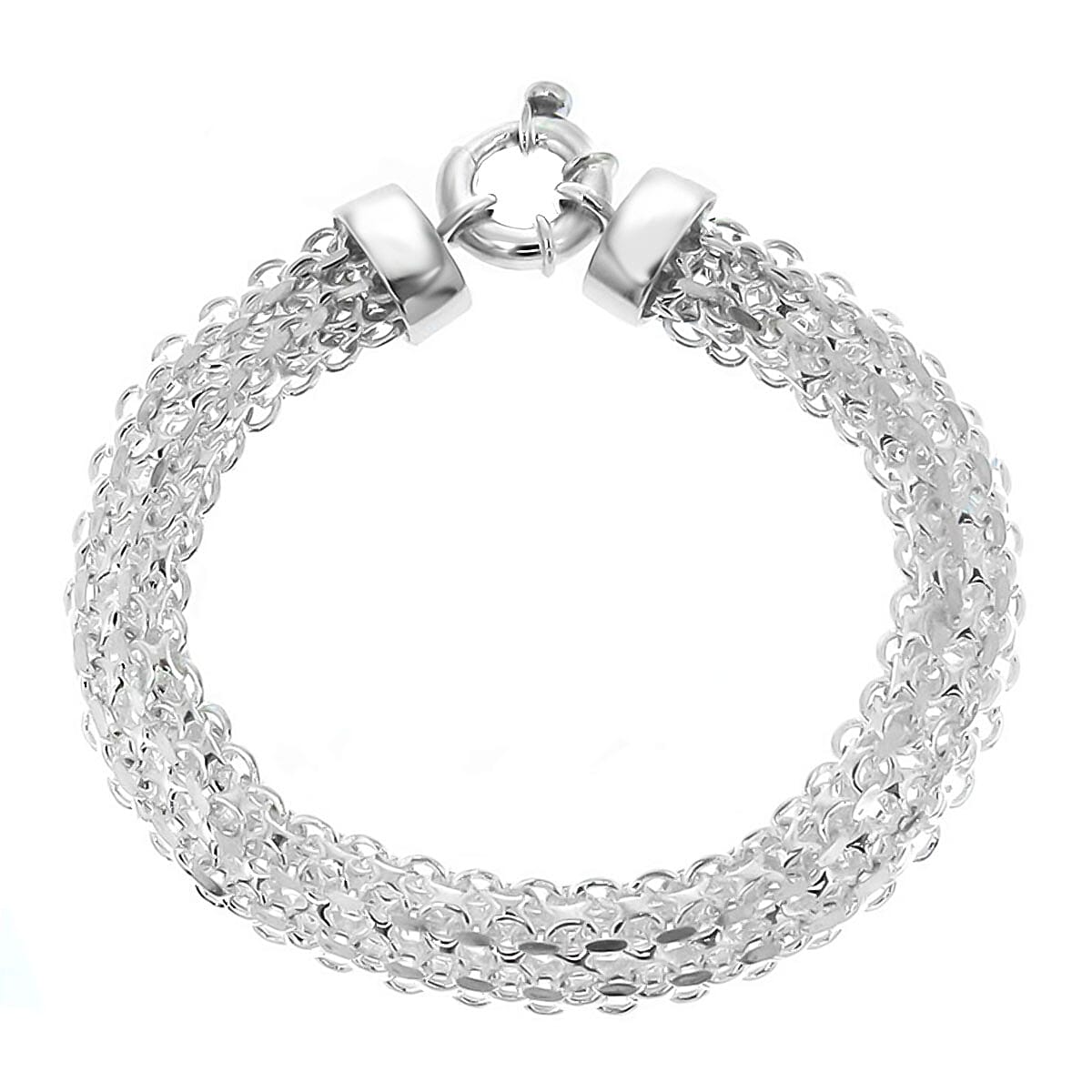 Preview Vicenza Mega Closeout - Rhodium Overlay Sterling Silver Broad Bismark Bracelet (Size - 7.5),