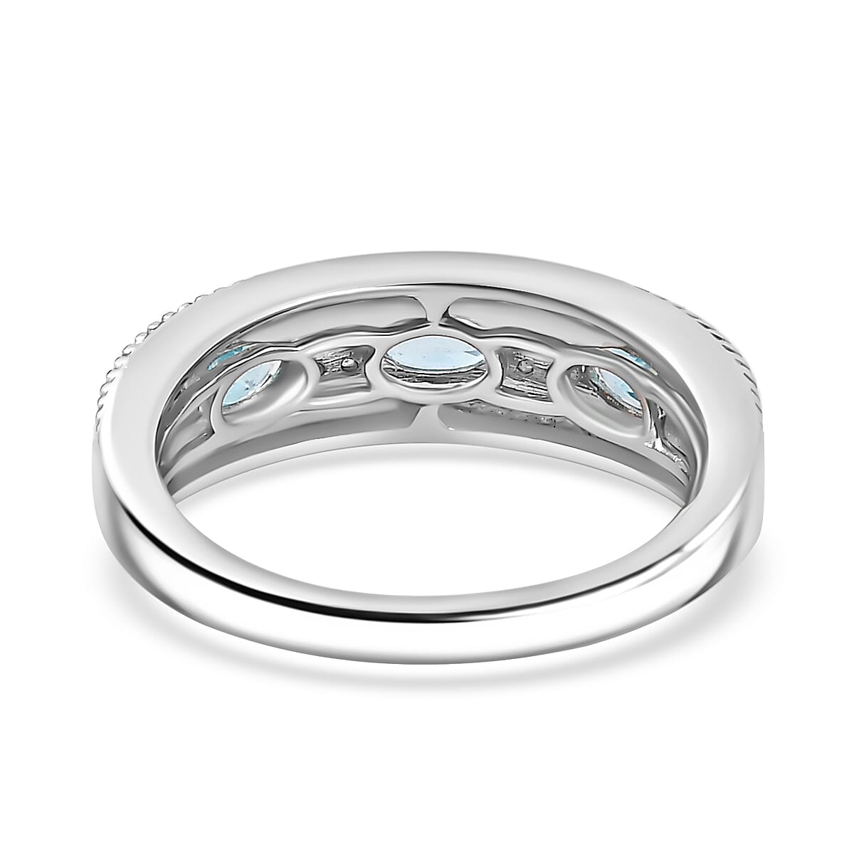 White Zircon & Blue Zircon Ring in Platinum Overlay Sterling Silver 1.29 ct White Zircon & Blue Zircon Ring in Platinum Overlay Sterling Silver 1.29 ct
