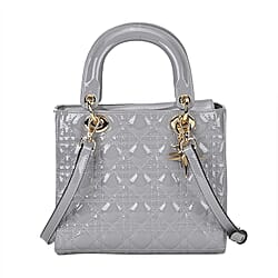 Quilted Lattice Pattern Genuine Leather Crossbody Bag