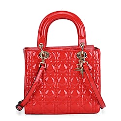 Quilted Lattice Pattern Genuine Leather Crossbody Bag