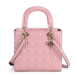 Quilted Lattice Pattern Genuine Leather Crossbody Bag