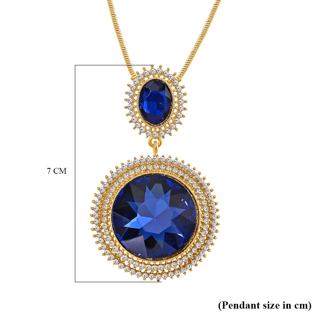 White Crystal & Blue Crystal Necklace (Size - 29.5-2 Ext)