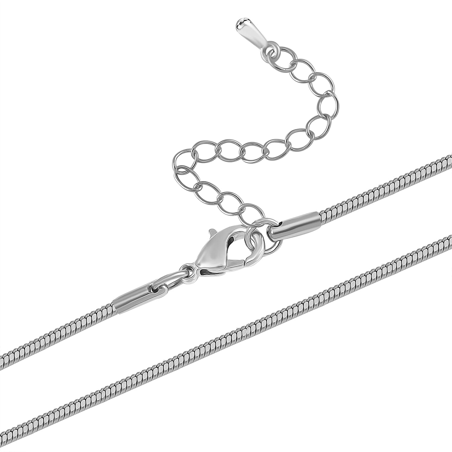 White Crystal Feather Pendant With Chain (Size - 29.5-2 Ext) in Silver Tone