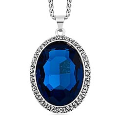 Austrian Blue Crystal Pendant with Chain (Size - 29.5-2 Ext)