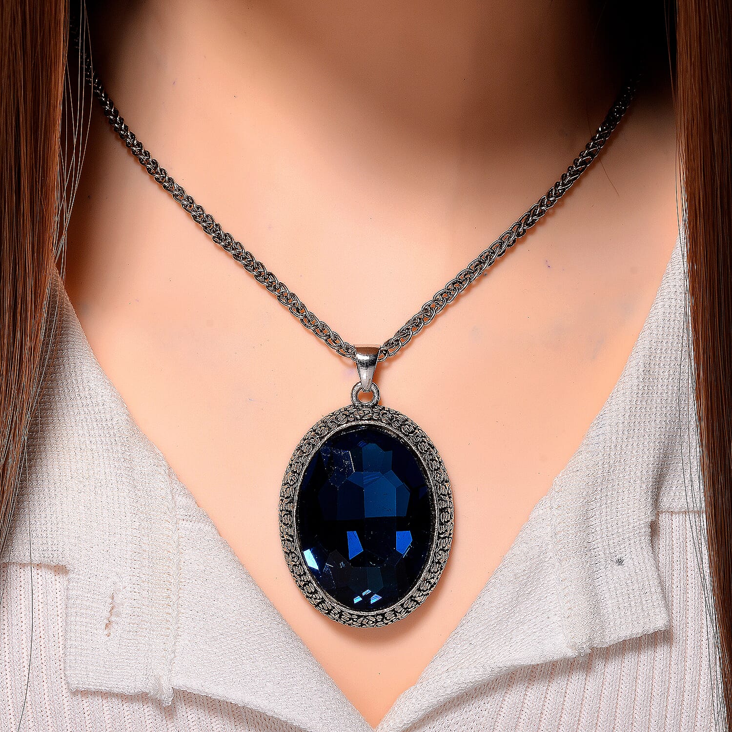 Crystal Pendant with Chain (Size - 29.5+2 Ext)