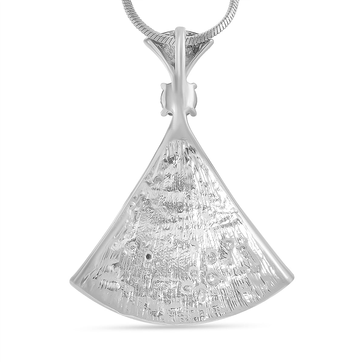 White Crystal Pendant With Chain (Size - 29.5-2 Ext) in Silver Tone