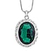White Crystal & Neon Green Crystal Pendant With Chain (Size - 29.5-2 Ext) in Silver Tone