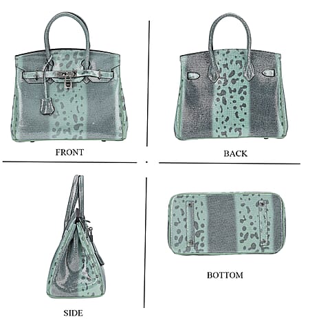 La Marey Genuine Leather Snakeskin Crossbody Bag (Size 30x16x22 cm) - Green & Pink