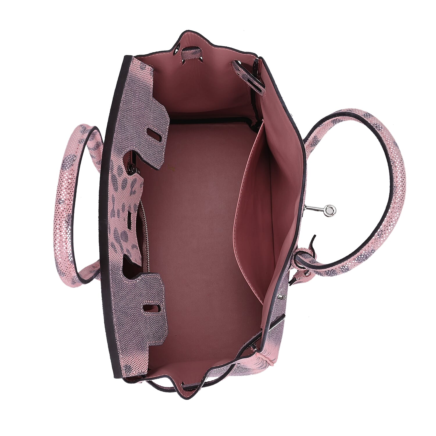 La Marey Genuine Leather Snakeskin Crossbody Bag (Size 30x16x22 cm) - Pink & Pink