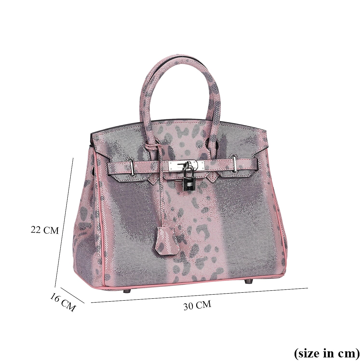 La Marey Genuine Leather Snakeskin Crossbody Bag (Size 30x16x22 cm) - Pink & Pink