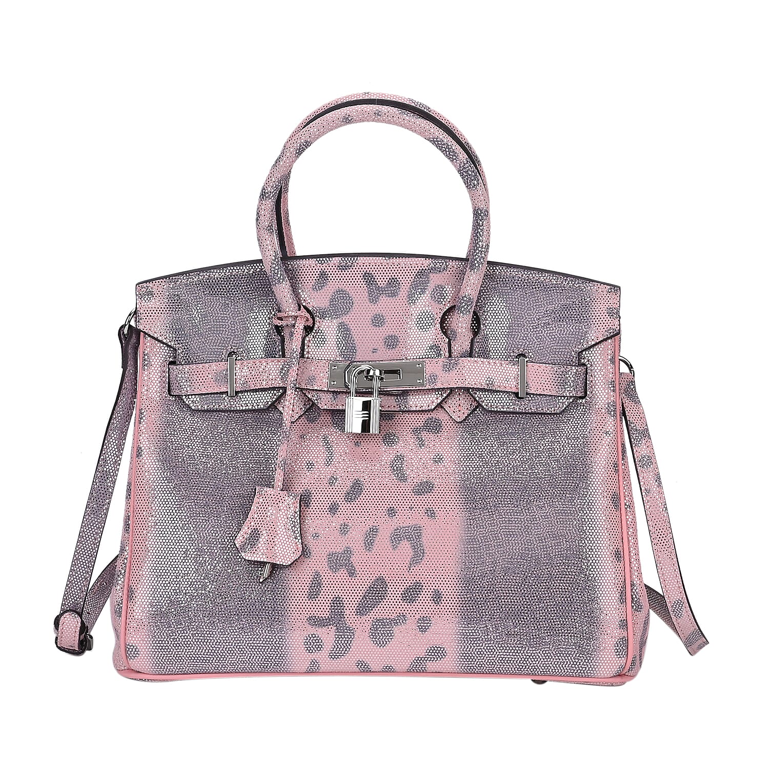 La Marey Genuine Leather Snakeskin Crossbody Bag (Size 30x16x22 cm) - Pink & Pink