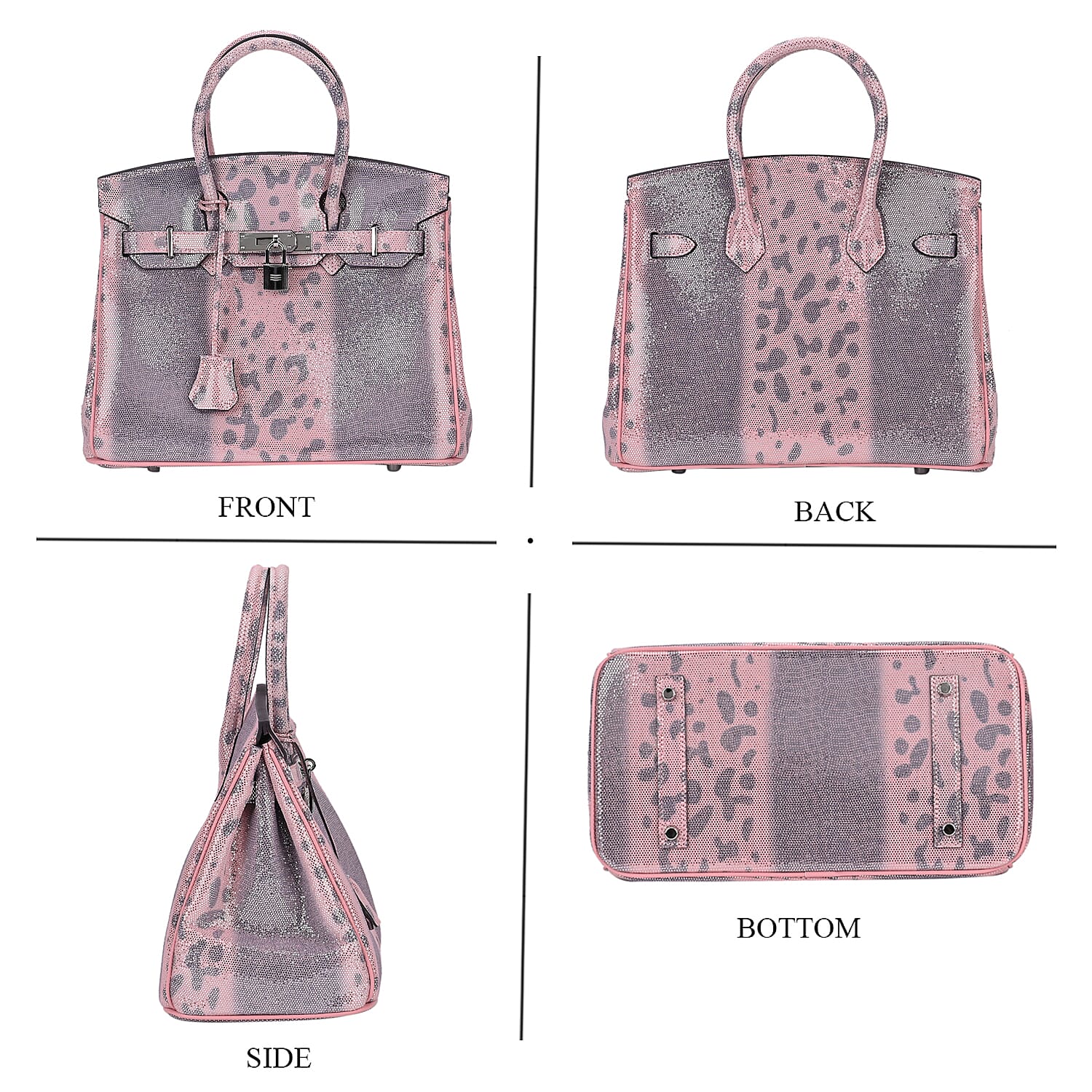 La Marey Genuine Leather Snakeskin Crossbody Bag (Size 30x16x22 cm) - Pink & Pink