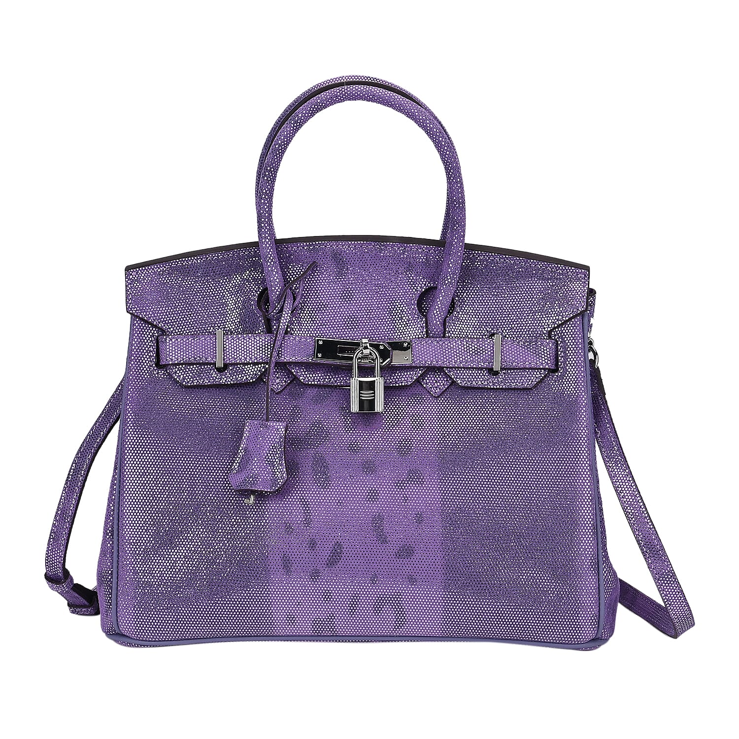 100% Genuine Leather Snakeskin Pattern Crossbody Bag - Purple