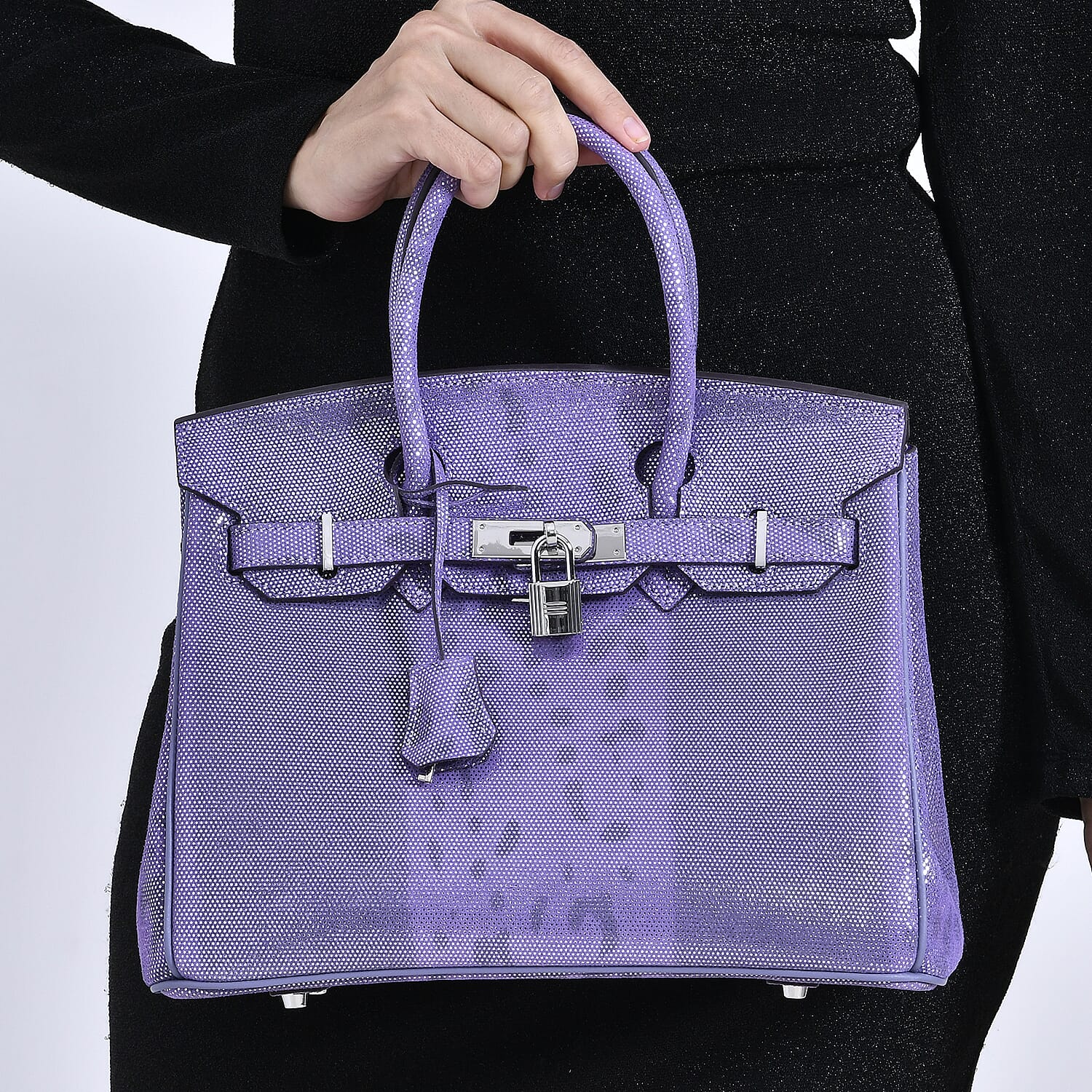 100% Genuine Leather Snakeskin Pattern Crossbody Bag - Purple