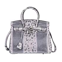 La Marey Genuine Leather Snakeskin Crossbody Bag - Grey