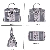 La Marey Genuine Leather Snakeskin Crossbody Bag - Grey