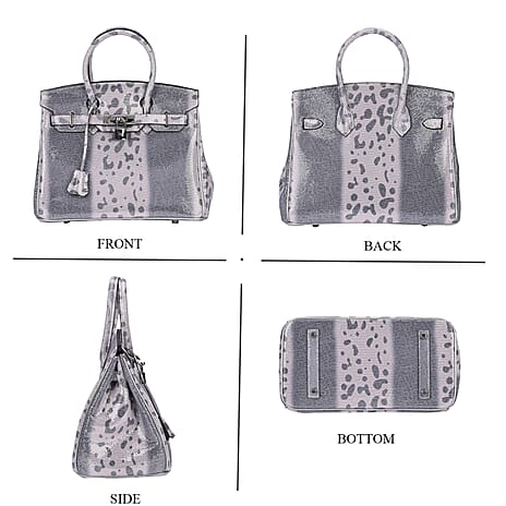 La Marey Genuine Leather Snakeskin Crossbody Bag (Size 30x16x22 cm) - White & Pink