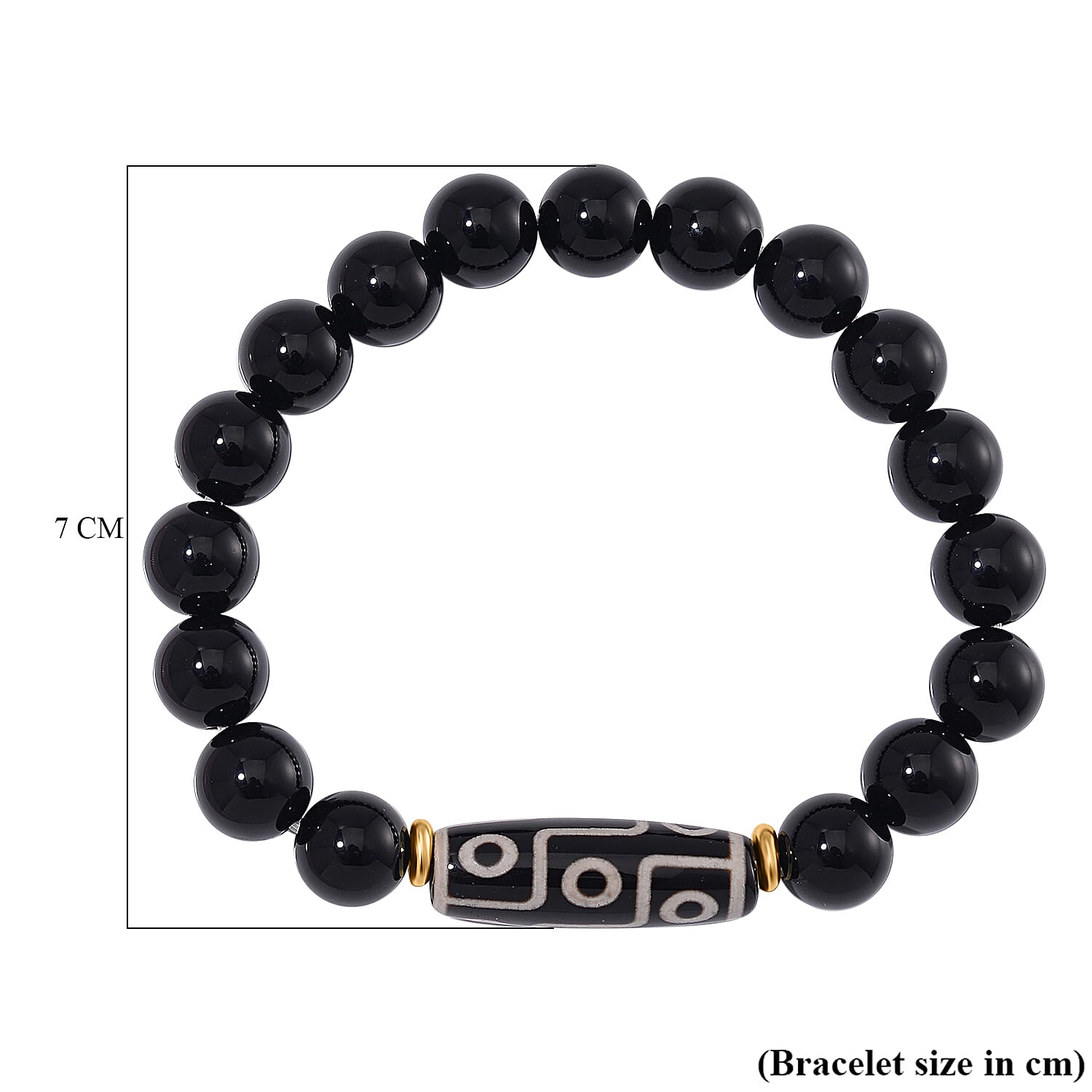 Black Agate Nine Eyed Dzi Bracelet 140.00 Ct. Black Agate Nine Eyed Dzi Bracelet 140.00 Ct.