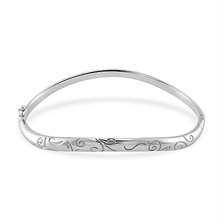 Lucy Q Filigree Collection Rhodium Overlay Sterling Silver Filigree Bangle (Size - 8) Lucy Q Filigree Collection Rhodium Overlay Sterling Silver Filigree Bangle (Size - 8)