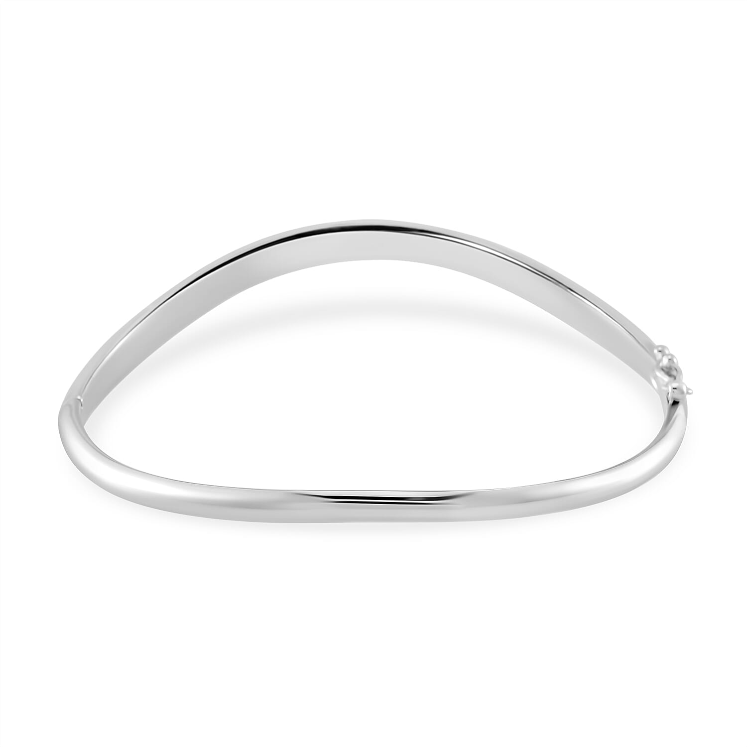 Lucy Q Filigree Collection Rhodium Overlay Sterling Silver Filigree Bangle (Size - 8) Silver Wt. 20.00 Gms.