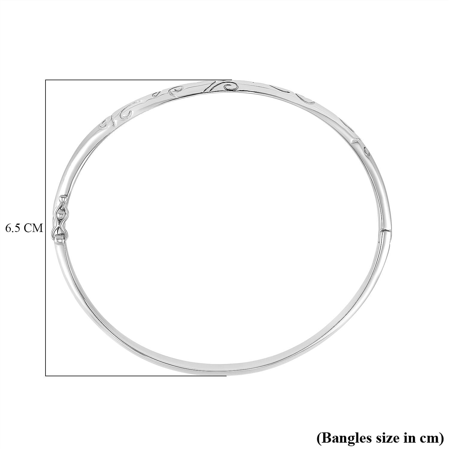 Lucy Q Filigree Collection Rhodium Overlay Sterling Silver Filigree Bangle (Size - 8) Silver Wt. 20.00 Gms.