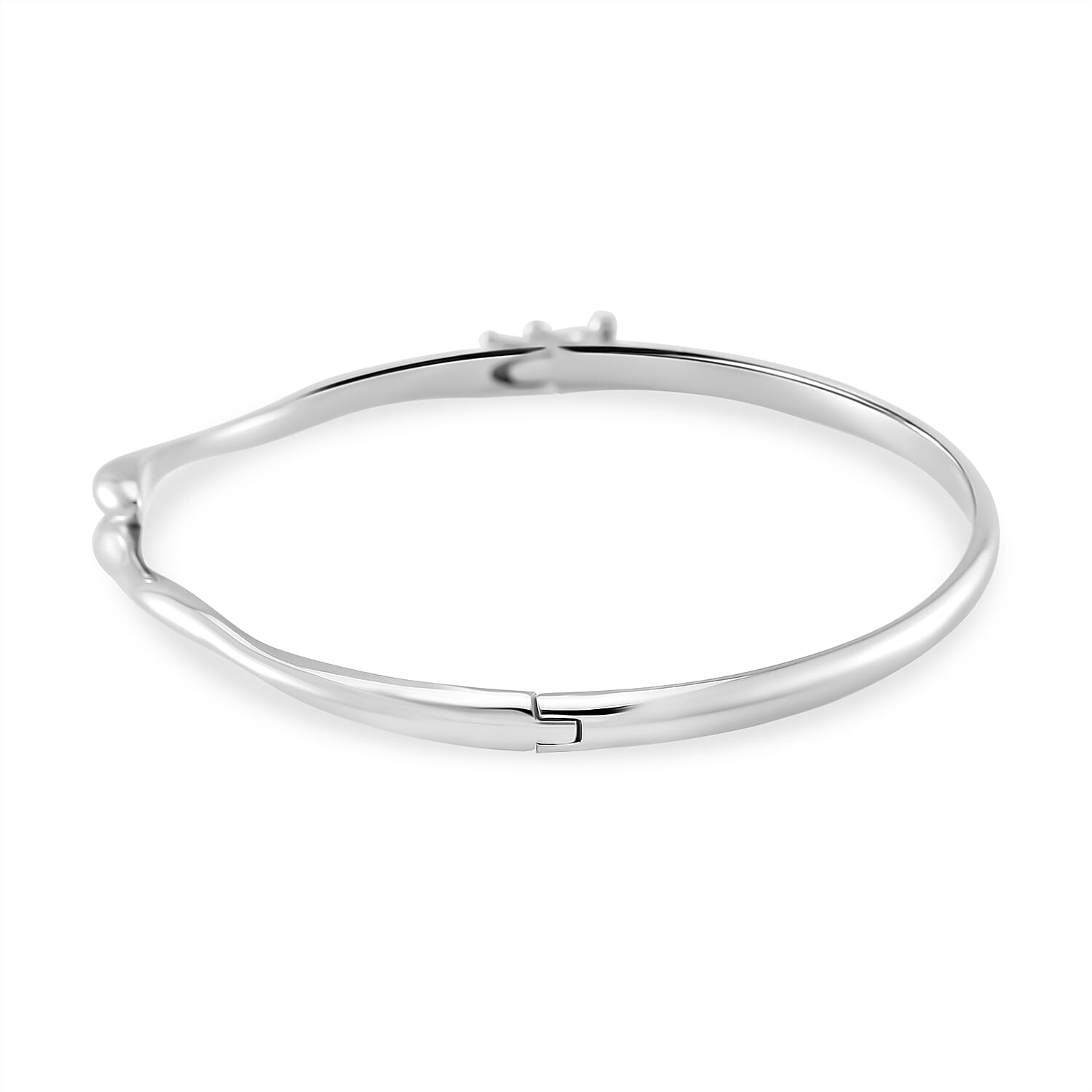 Lucy Q Drop Collection Rhodium Overlay Sterling Silver Drop Bangle (Size - 8)
