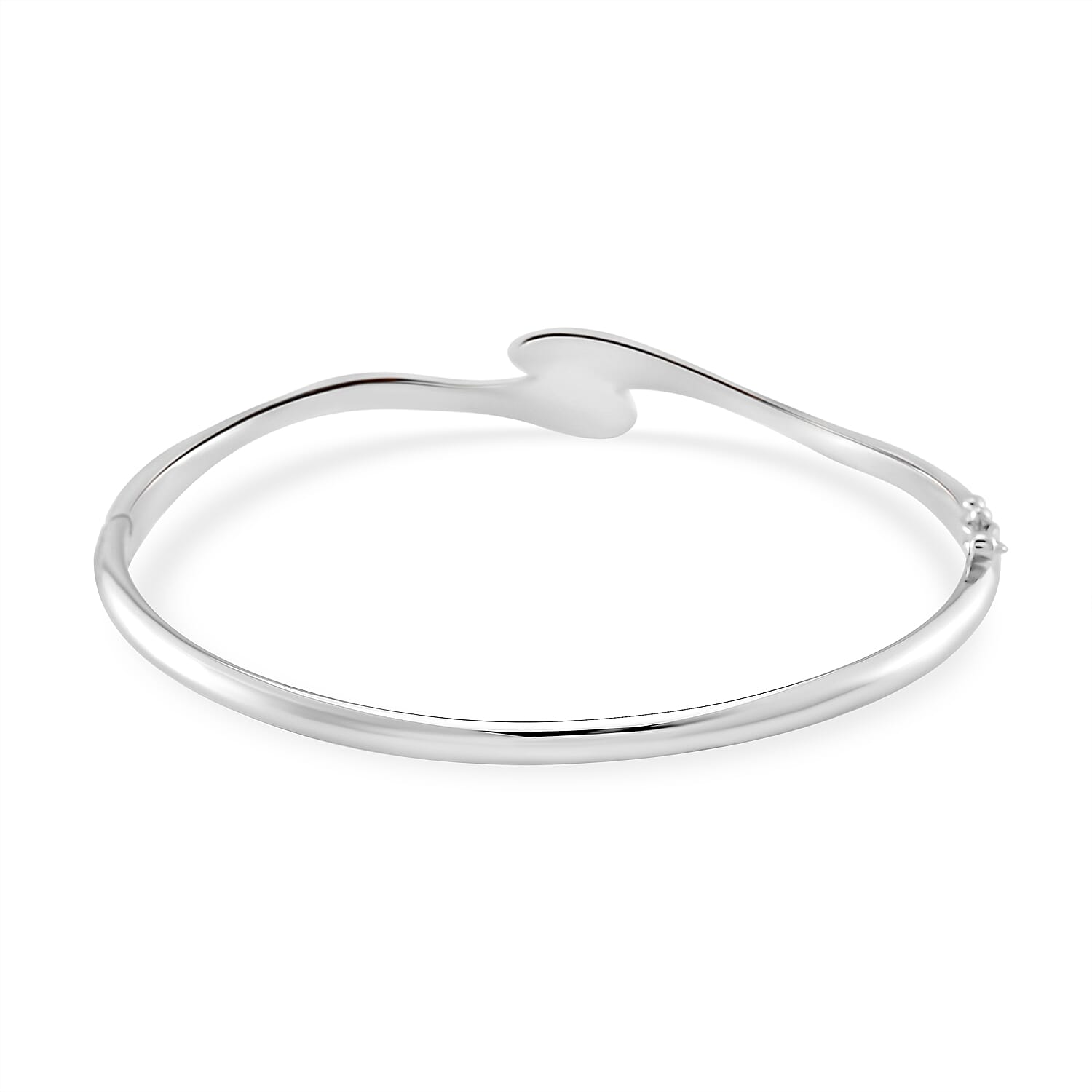 Lucy Q Drop Collection Rhodium Overlay Sterling Silver Drop Bangle (Size - 8)