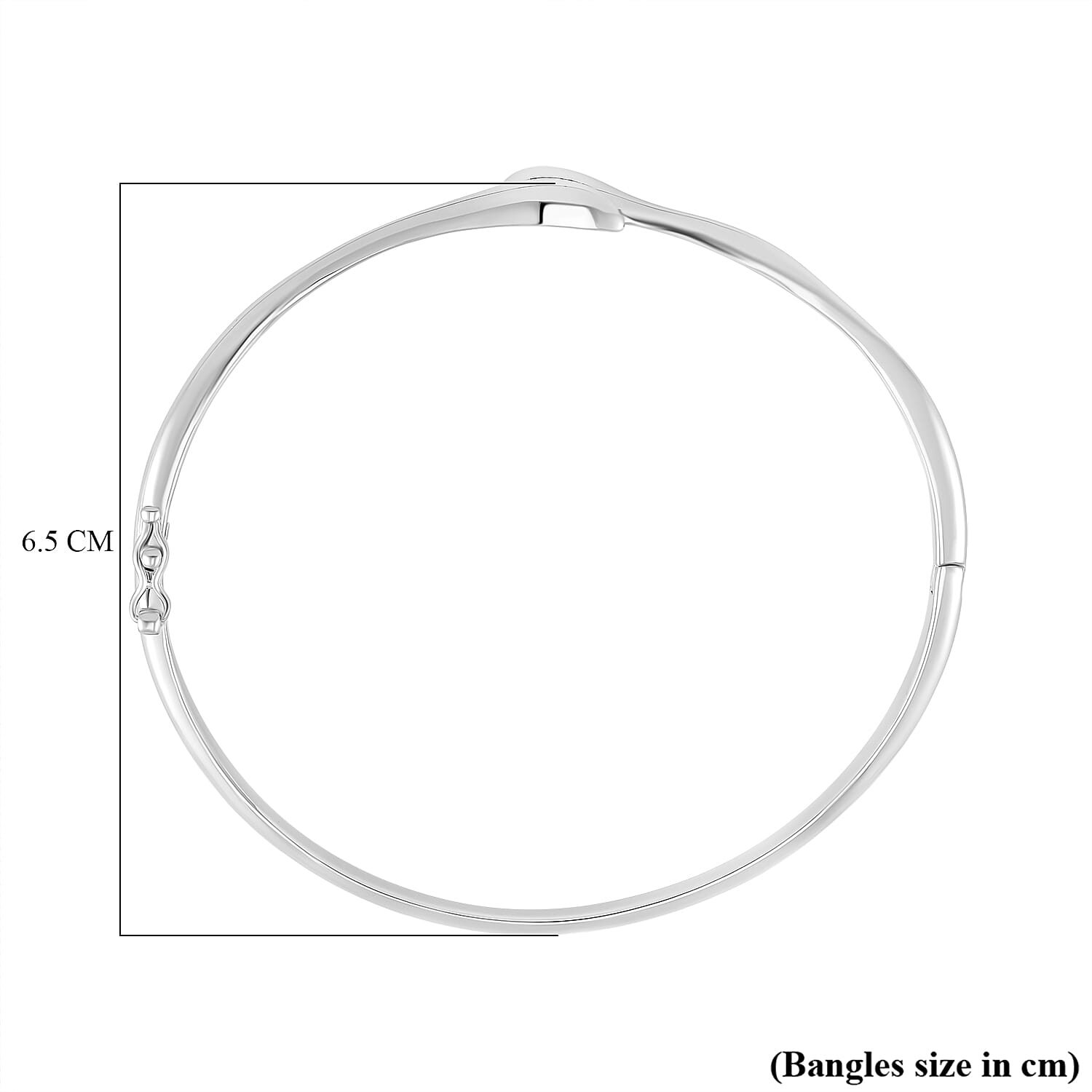 Lucy Q Drop Collection Rhodium Overlay Sterling Silver Drop Bangle (Size - 8)