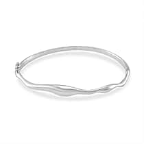 Lucy Q Wave Collection Rhodium Overlay Sterling Silver Wave Bangle (Size - 8)