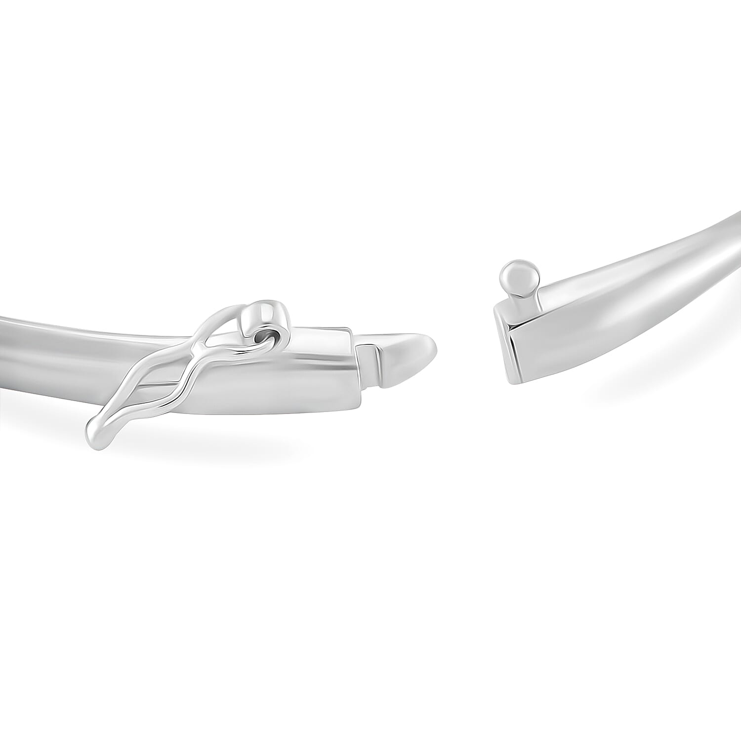 Lucy Q Wave Collection Rhodium Overlay Sterling Silver Wave Bangle (Size - 8)