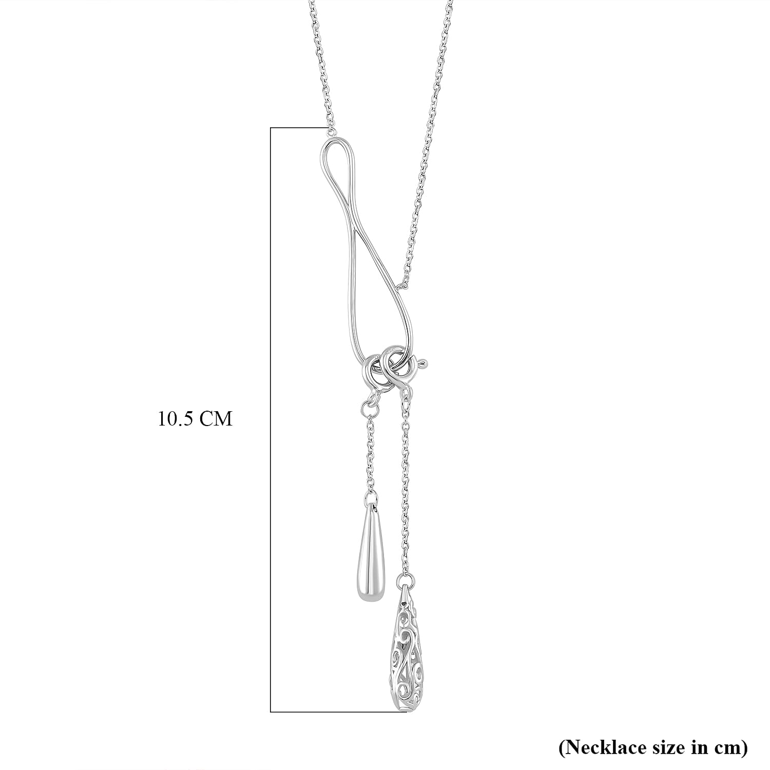 LucyQ Drip Collection - Rhodium Overlay Sterling Silver Necklace (Size - 17-3), Silver Wt. 8.00 Gms