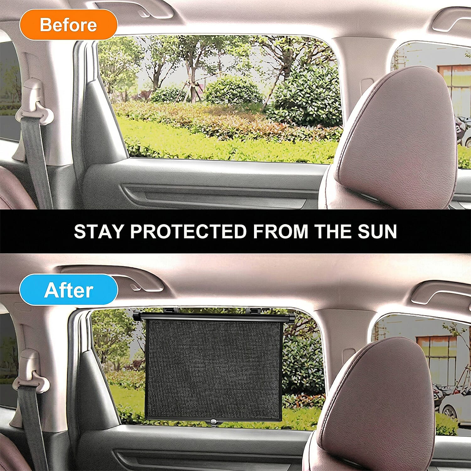 Set of 2- Foldable Car Sun Shades for Windows - Black