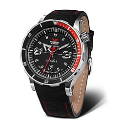 VOSTOK EUROPE Anchar Automatic Movt. 30ATM WR Matt Finish Mens Watch with Black Leather Strap