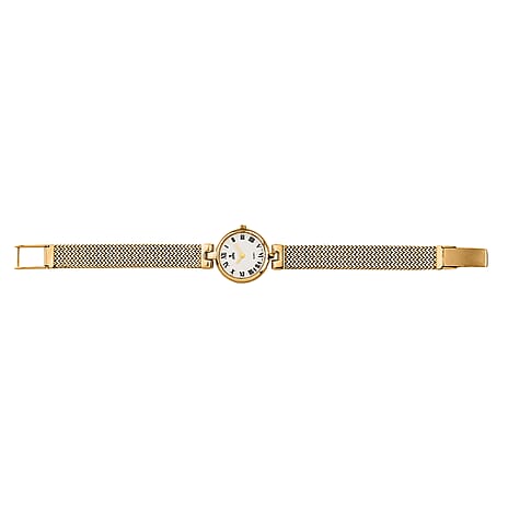 One Time Offer- 9K Yellow Gold Ladies Swiss Movement Watch With Water Resistant Wave Link (Size7.5) - Oval 17.5 Grams