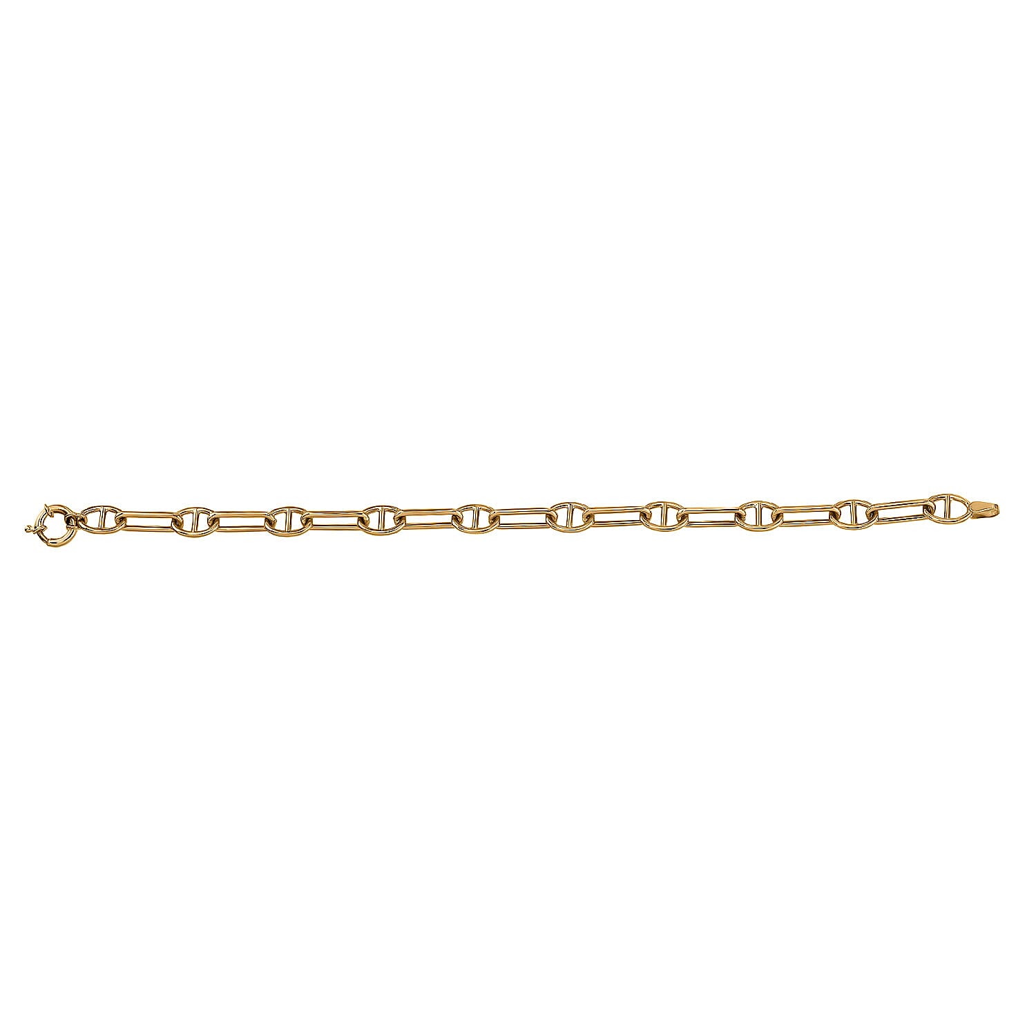 Designer Inspired 9K Yellow Gold Fancy Mariner Link Bracelet With Senorita Clasp (Size - 7.5)