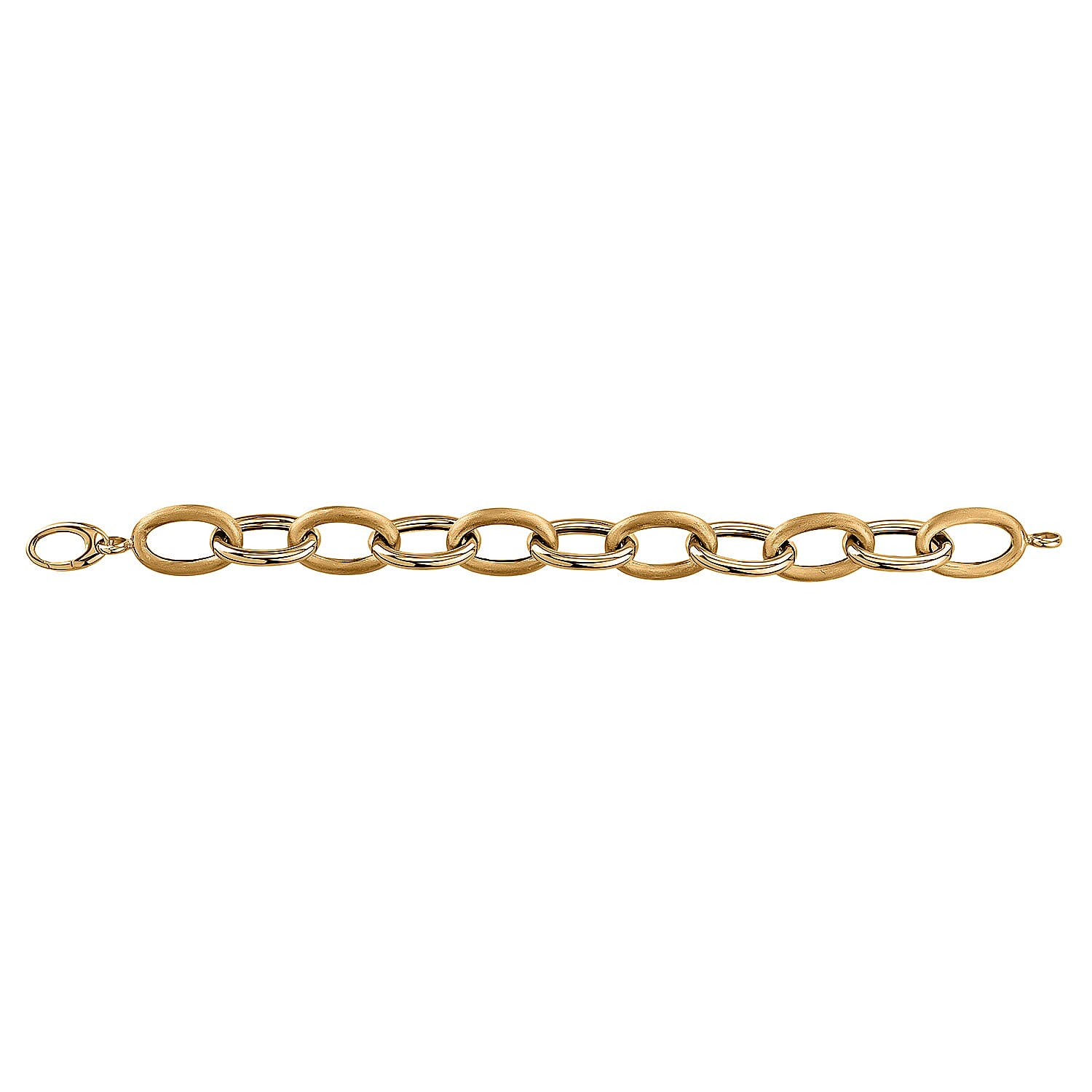Vicenza Closeout - 9K Oval Link Textured Yellow Gold Bracelet With Clasp (Size - 7.5). Gold Wt 10.91 Gms