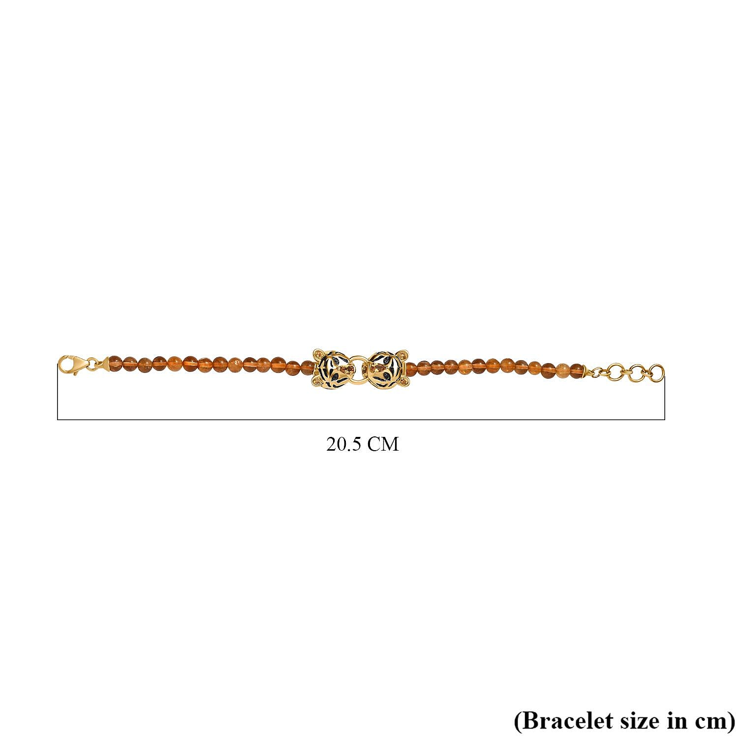 GP Tiger Totem Collection - Citrine & Black Spinel Tiger Head Bracelet (Size 7) in 18K Vermeil Yellow Gold Plated Sterlng Silver 36.66 Ct.