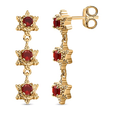 Fire Opal Dangling Earring With Push Back in 18K Vermeil Yellow Gold PLated Sterling Silver