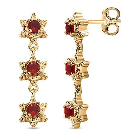 Salamanca Fire Opal Dangling Earring With Push Back in 18K Vermeil Yellow Gold PLated Sterling Silver