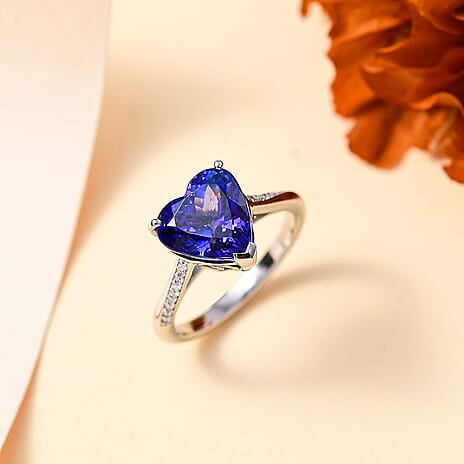 RHAPSODY 950 Platinum  AAAA  Tanzanite  White Diamond  EF, VS Solitaire Ring 5.09 ct,  Platinum Wt. 5.42 Gms