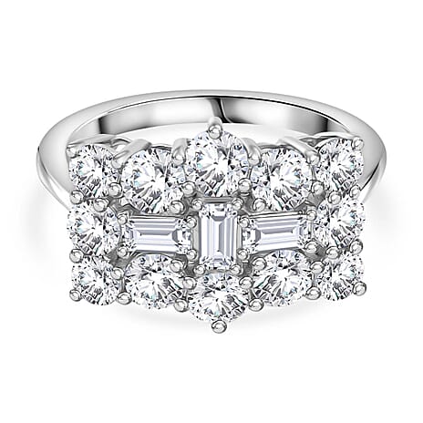 RHAPSODY 950 Platinum IGI Certified (VS-E-F) Natural  White Diamond Boat Ring 2.00 Ct.