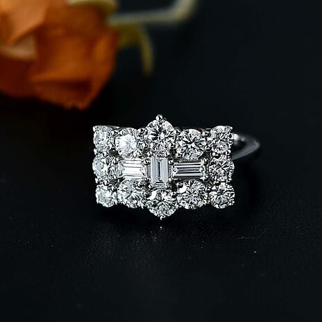RHAPSODY 950 Platinum IGI Certified (VS-E-F) Natural  White Diamond Boat Ring 2.00 Ct.