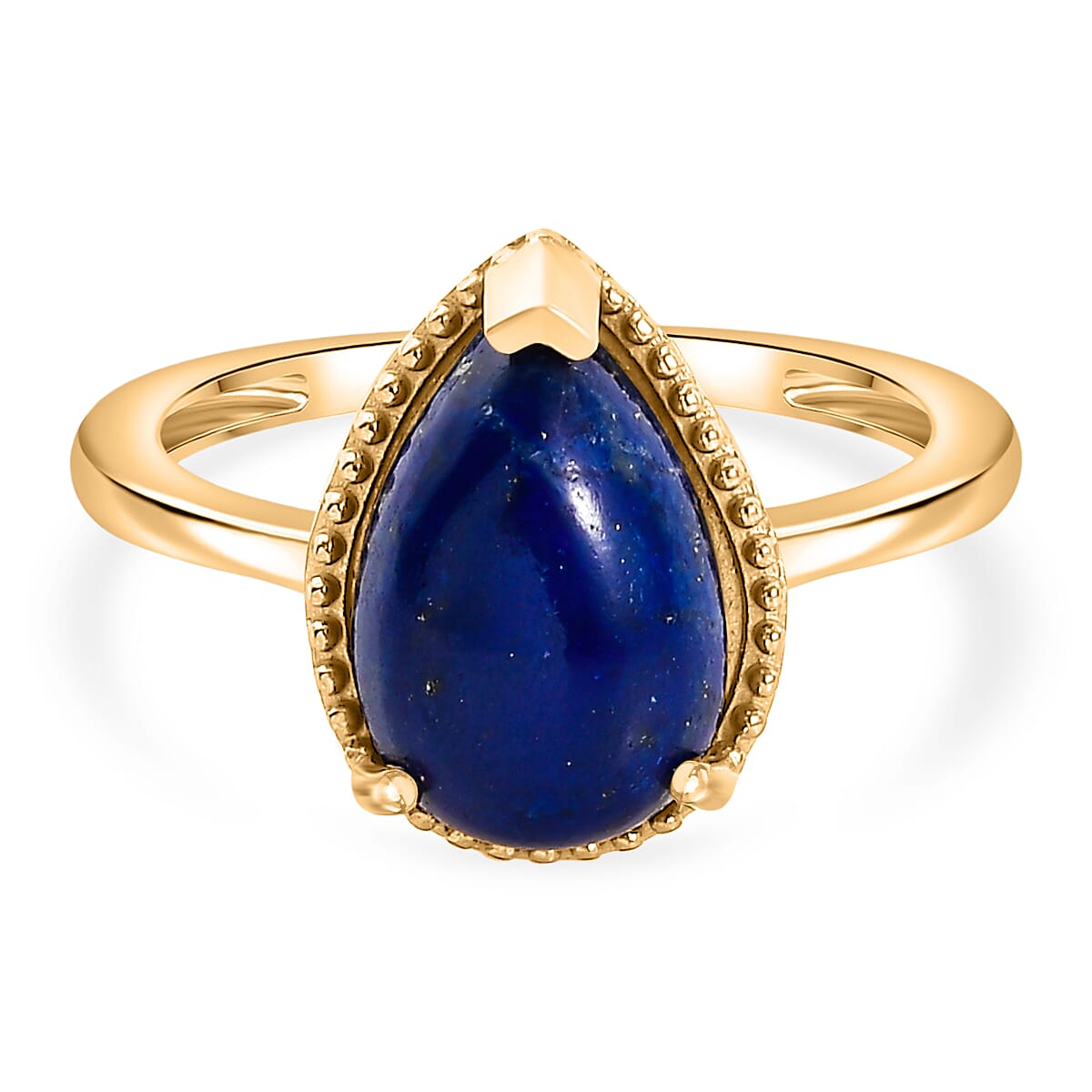 Lapis Lazuli Solitaire Ring In Gold Overlay Sterling Silver  4.455  Ct.