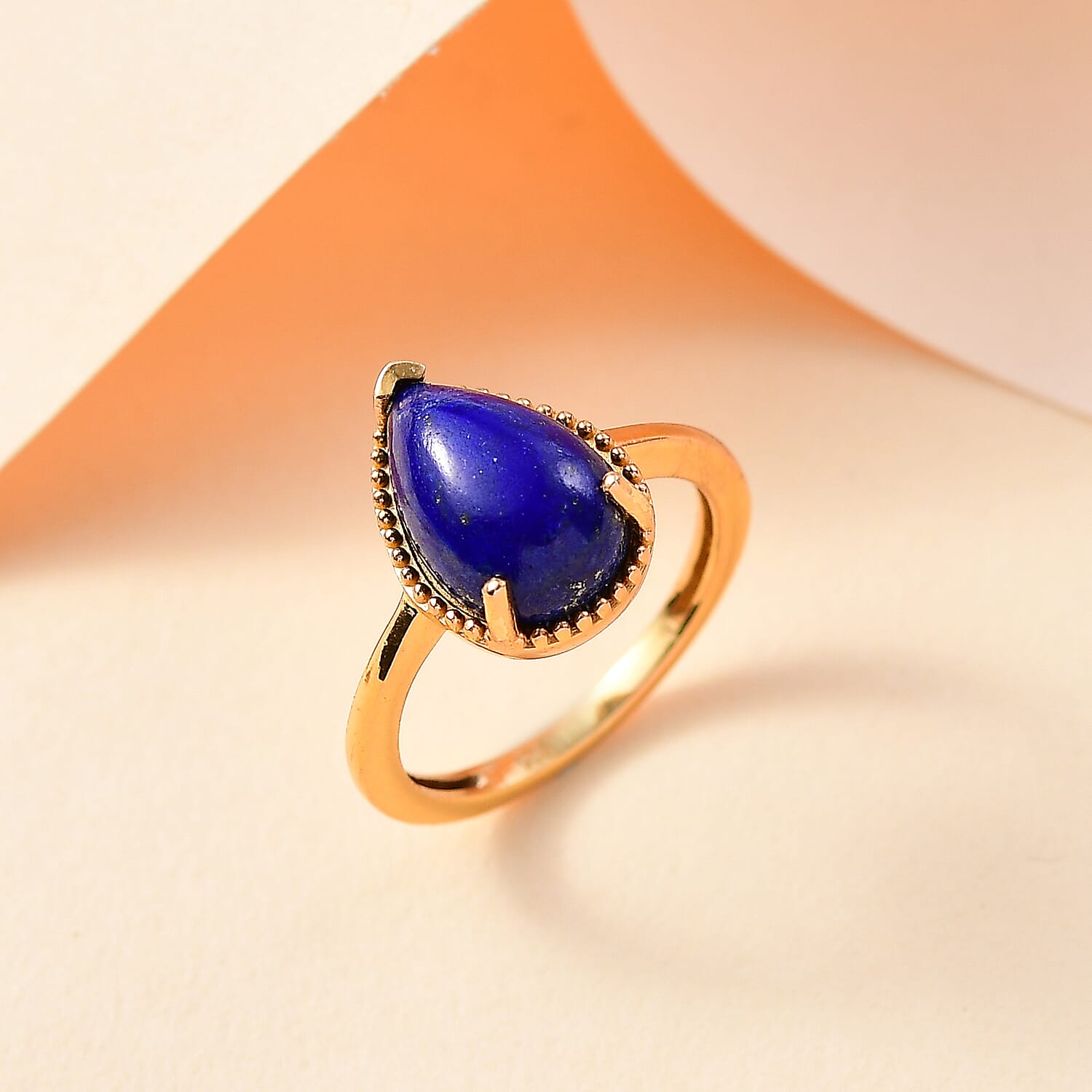 Lapis Lazuli Solitaire Ring In Gold Overlay Sterling Silver  4.455  Ct.