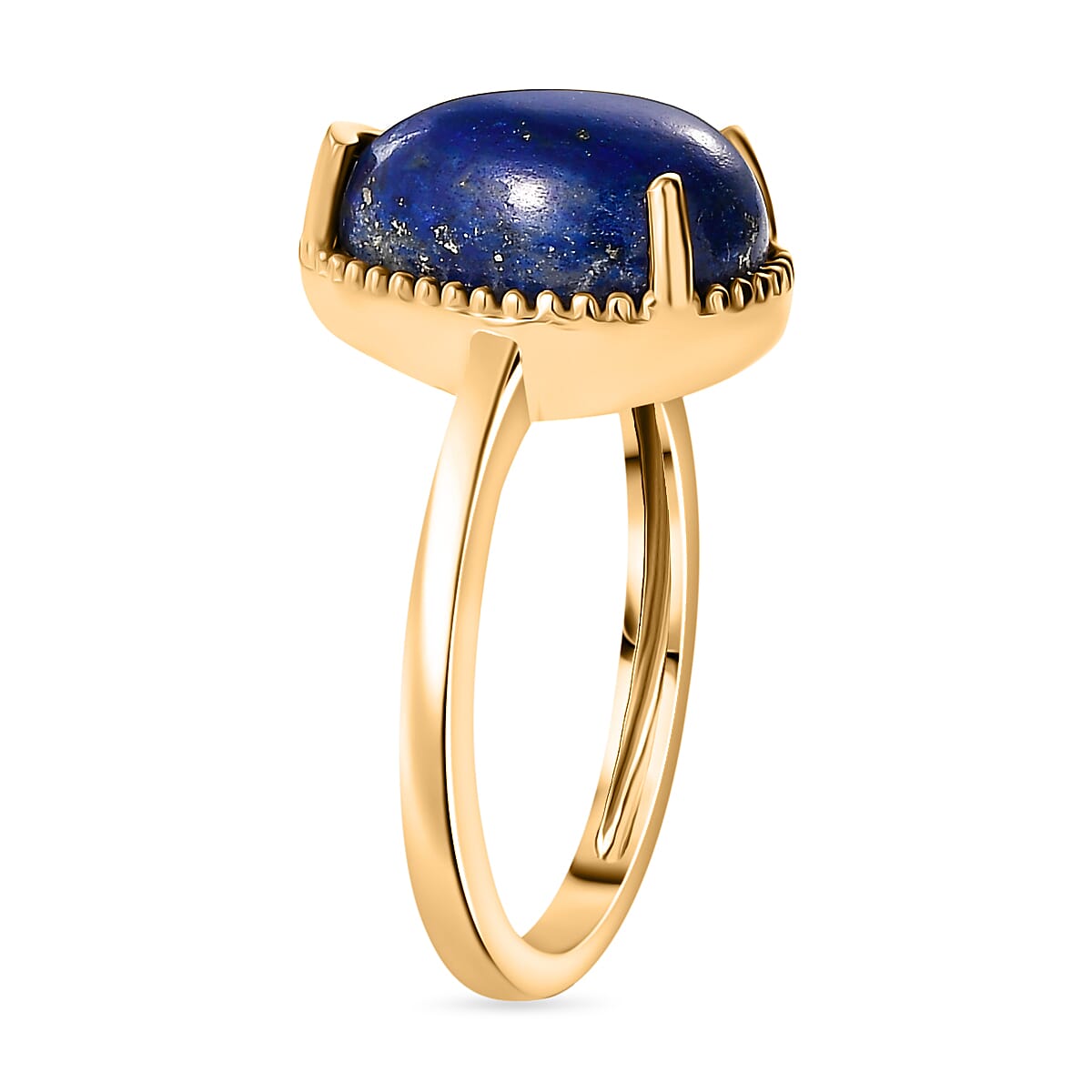Lapis Lazuli Solitaire Ring In Gold Overlay Sterling Silver  4.455  Ct.