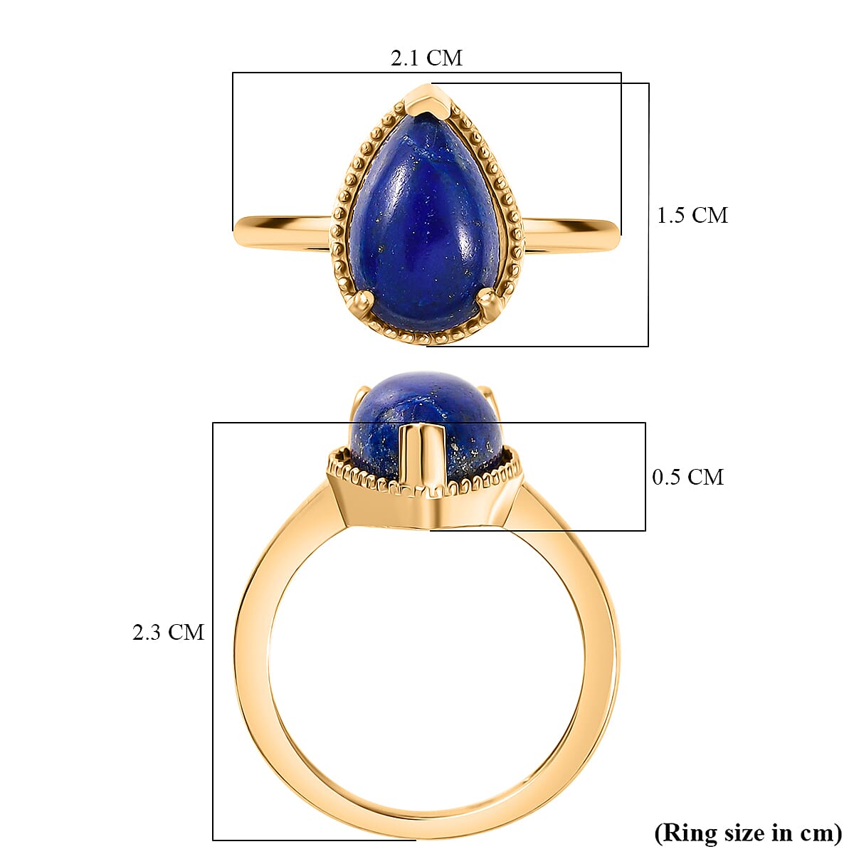 Lapis Lazuli Solitaire Ring In Gold Overlay Sterling Silver  4.455  Ct.