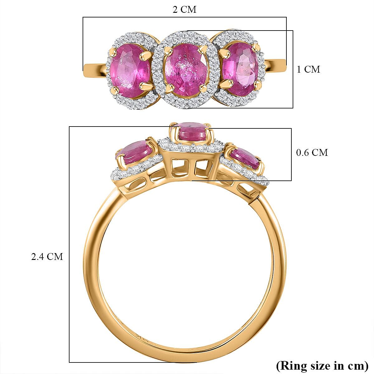 First Time Ever 9K Yellow Gold Mozambique Pink Sapphire & Moissanite Ring 1.60 Ct.