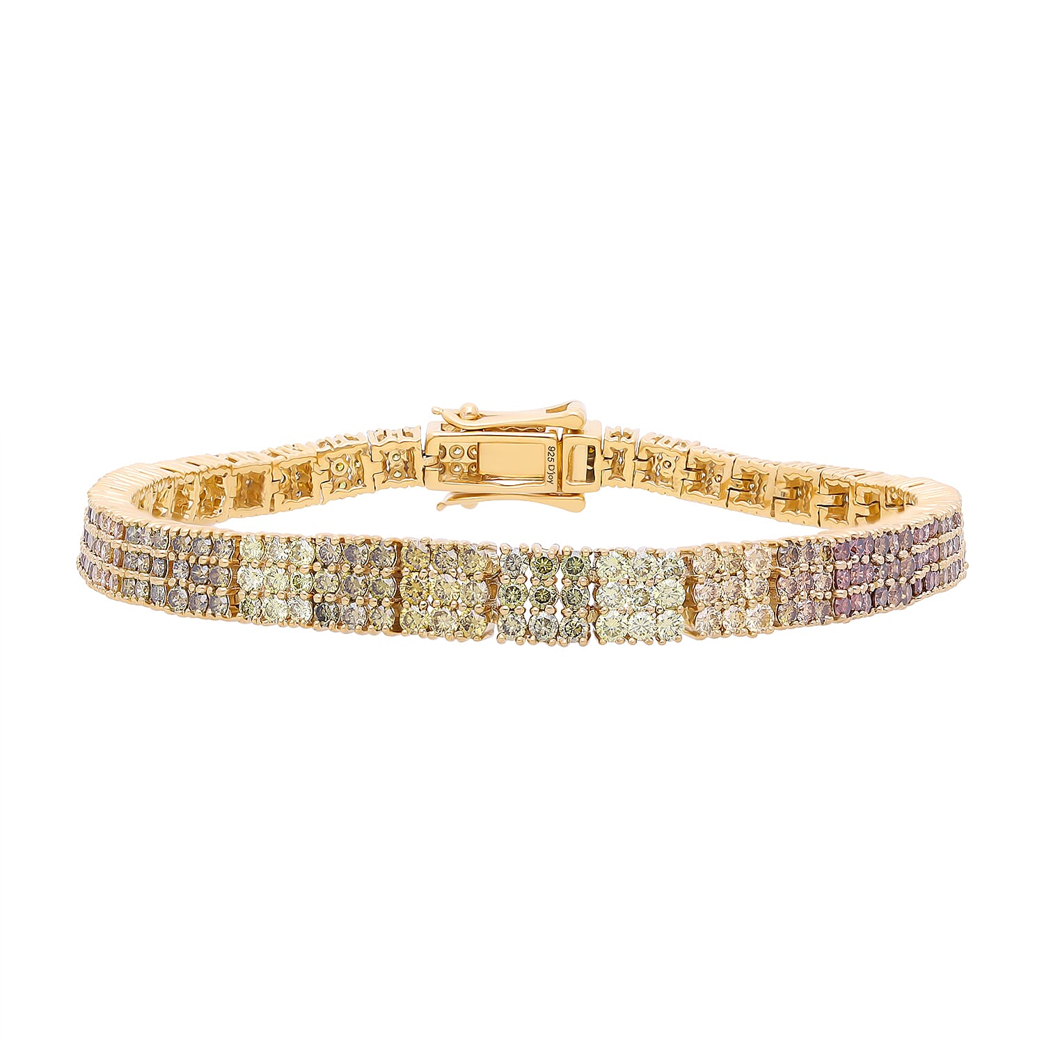 Biggest Diamond Closeout - 5th Avenue Commissioned - 10K Yellow Gold SGL Certified Natural Multi Color Diamond (SI-I1) Bracelet (Size - 7.25) 5.01 Ct. Gold wt 13.30 Gms