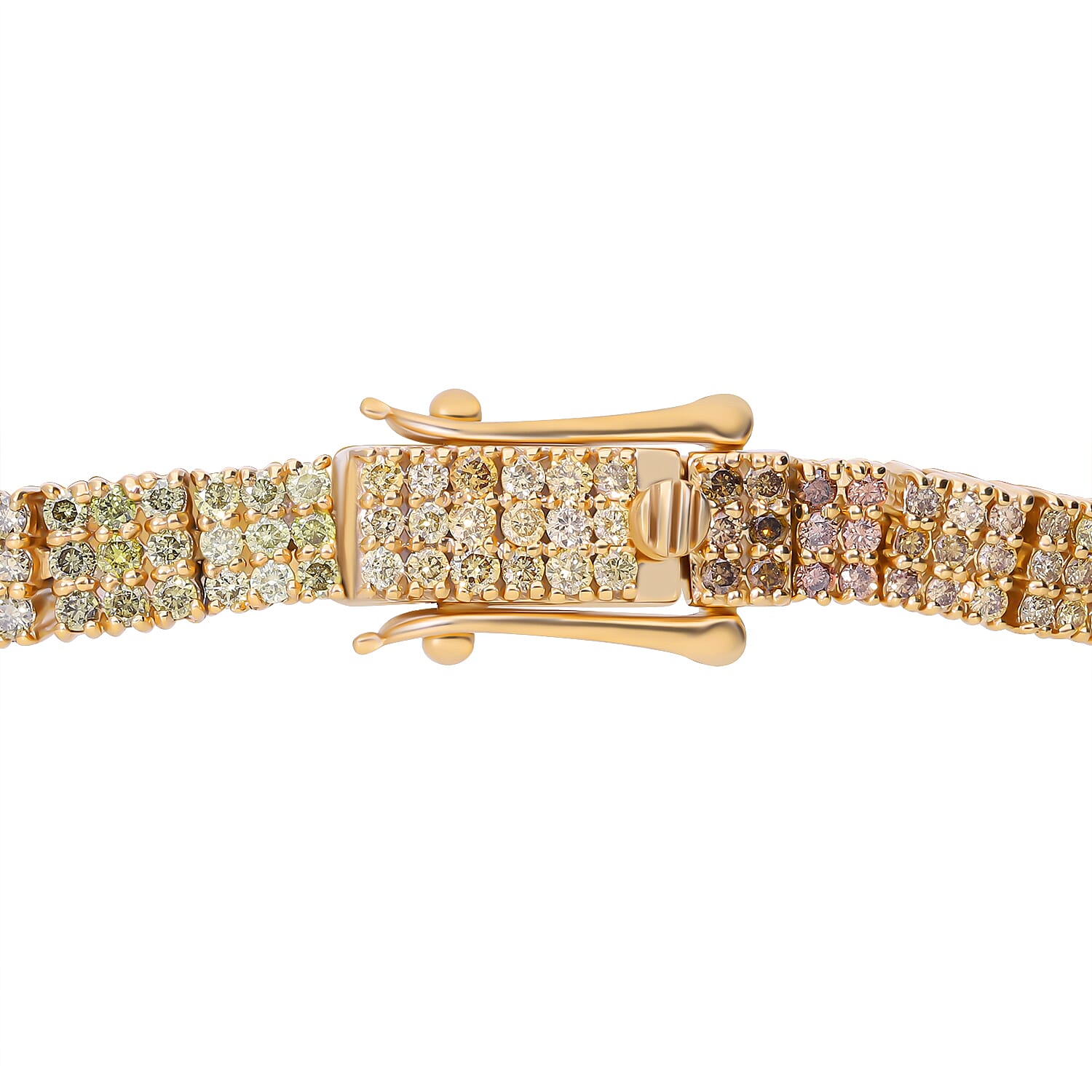 Biggest Diamond Closeout - 5th Avenue Commissioned - 10K Yellow Gold SGL Certified Natural Multi Color Diamond (SI-I1) Bracelet (Size - 7.25) 5.01 Ct. Gold wt 13.30 Gms
