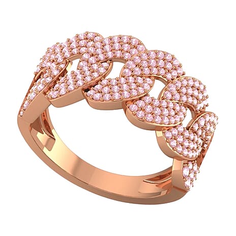 9K Rose Gold SGL Certified Natural Pink Diamond Curb Ring 1.00 Ct.